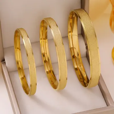 18k altın kaplama mat bilezik titanyum çelik toka antika stil - 2