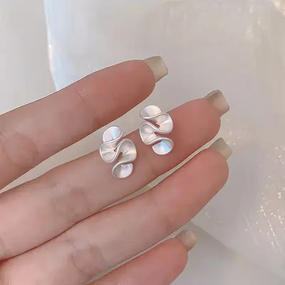 S925 Sterling Silver Matte Flower Earrings, Elegant Women's Jewelry