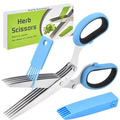 Five-Layer Stainless Steel Green Onion Scissors, Vegetable and Herb Scissors - 12