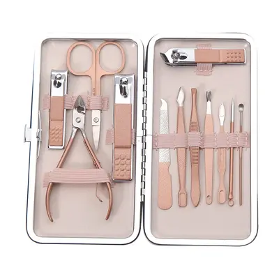 18 parçalı rosegold paslanmaz çelik tırnak seti, kulak temizleme kaşığı ve pediküre araçla - 9