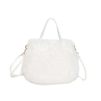 Women's Handbag, Plush and Beaded, Small Square Shoulder Bag - 11