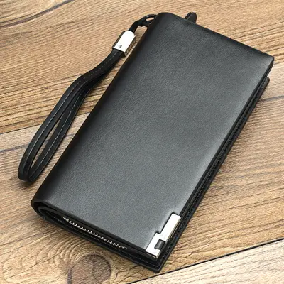 Large-Capacity Men's Long Clutch Wallet with Zipper and Multiple Card Slots - 9