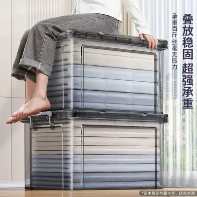厂家直销收纳盒透明塑料收纳箱带盖家用玩具衣服衣物收纳储物箱 - 5