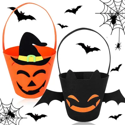 Halloween Pumpkin Bucket Wholesale Ghost Festival Props Children's Handheld Candy Basket Customizable Logo Processing Cross-Border Exclusive Factory Direct