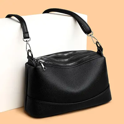 Women's Crossbody Bag, Soft Leather, Multi-Layer Zipper, 2026 Style - 5