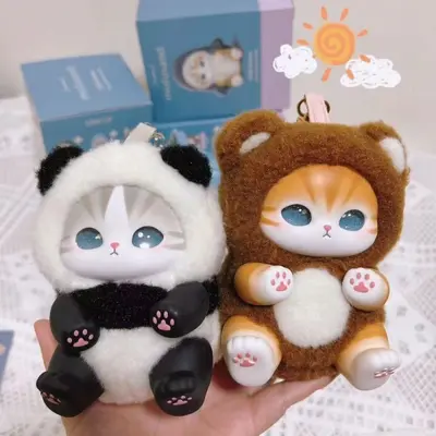 Mofusand Köpekbalığı Kedi blind box vinil peluş figür anahtarlık