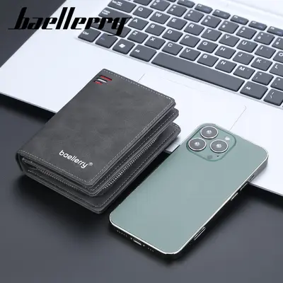 Baellerry Erkek Cüzdan, RFID Korumalı, Buzlu Fermuarlı, Dikey Model - 4
