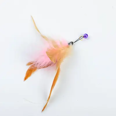 Two-Color Feather Wire Cat Teaser Wand, High Durability - 11