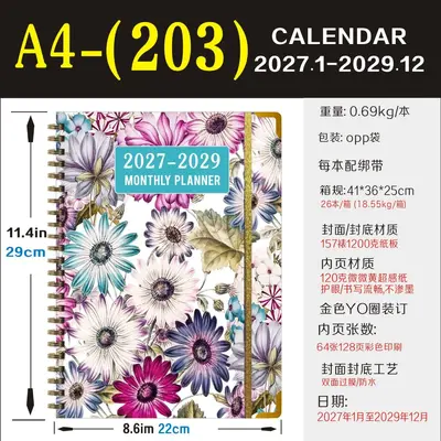 Planer-Spiralnotizbuch 2027-2029, Englisch, A5 - 9