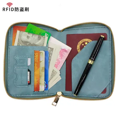 RFID pasaport tutucu, çok fonksiyonlu, fermuar, seyahat