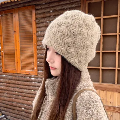Hollow-Pattern Knit Hat for Women, Warm Casual Wool Beanie - 9