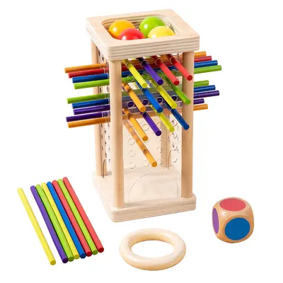 Ahşap zar oyunu renkli ahşap sopa tahta oyunu Montessori erken çocukluk aile interaktif eğitici erken eğitim oyuncaklar - 9