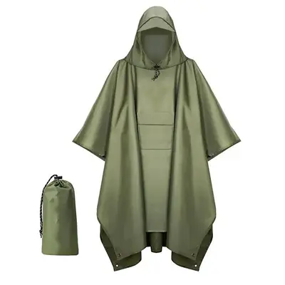 3-in-1 Multifunctional Waterproof Cape Poncho Raincoat with Ground Mat - 8