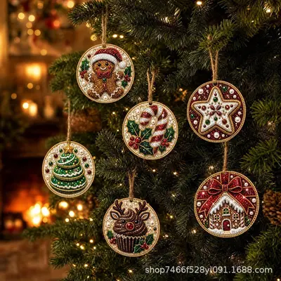 6 parça Noel ahşap süs seti, DIY - 9