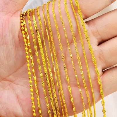 Vietnamesische Sandgold-Halskette 24 Karat für Frauen, langlebig, hochwertiges Nischenoberteil-Schlüsselbein-Kettenglieder, imitiertes Gold-Kettendesign