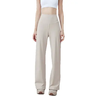 High-Waist Drape Wide-Leg Yoga Pants for Women, Loose Fit, Breathable