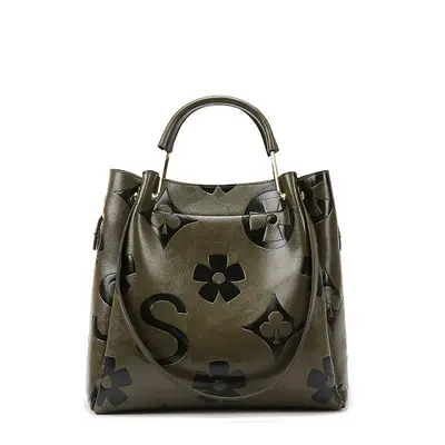 Women's Large Embossed Bucket Bag with Inner Tote - 10