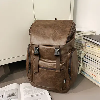 Cross-Border Business Laptop-Rucksack Unisex Neues Modell Weiches Leder Doppelter Schultergurt Modische Pendler-Tasche Großes Fassungsvermögen Reiserucksack - 8