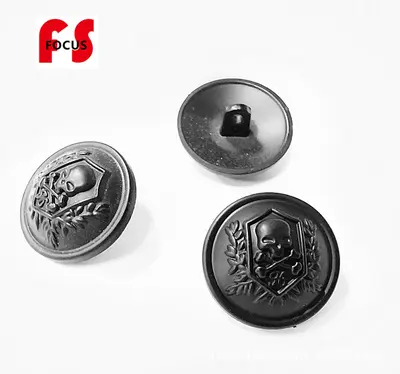 Metal Skull Buttons, Zinc Alloy, Hand-Stitched