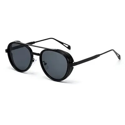 Retro Oval Sunglasses with Side Protection, Unisex - 13