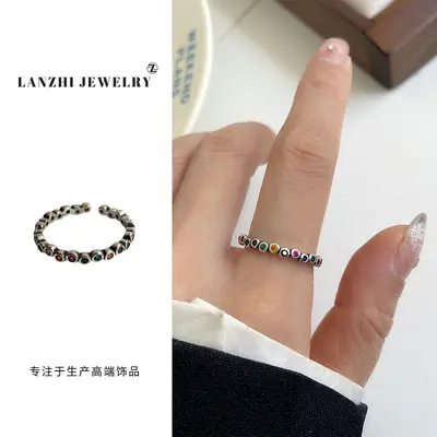 Lanzhi nicht verblasste luxuriöse Thai-Silber-Schmuck Zirkon grenzenloses handgefertigtes Schmuckstück übertriebenes Hip-Hop offenes 925er Silberring für Frauen - 9