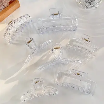 2025 new acrylic large high transparency claw clip popular base clip handmade hair clip accessory manufacturer direct sales
