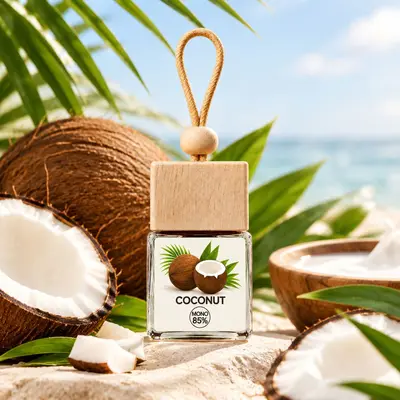 Car Air Freshener Pendant with Wooden Cap Perfume Bottle, Light Long-Lasting Scent - 12