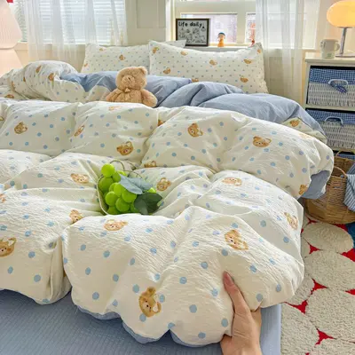 Class A Double-Layer Gauze Cotton Bedding Set, Washable, Four-Piece - 8