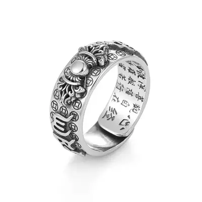 Pure silver S990 Pixiu ring, pomegranate detail, trendy - 11