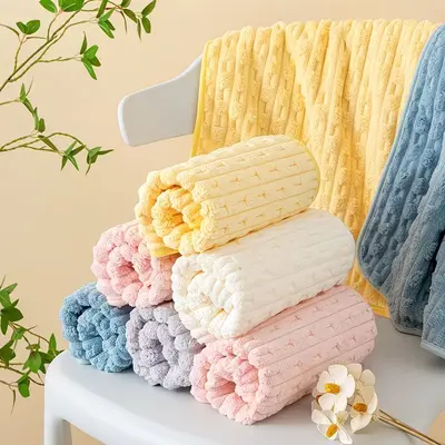 Bambus-Frottee Handtuch Set, Korallenvlies Waschlappen und Badetuch