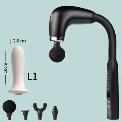 Massage Gun with Angled Head, Silicone Attachment for Neck and Lower Back
