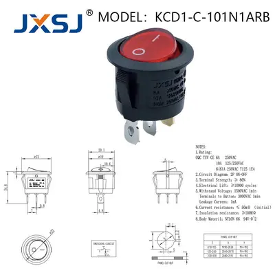 Waterproof boat-type rocker power switch with copper contacts, illuminated, 2-4 pole - 13
