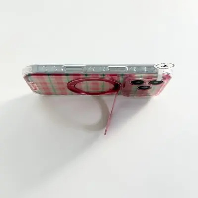 360-Grad-Ständer Handyhülle halbtransparent kariert für iPhone 17 Pro Max
