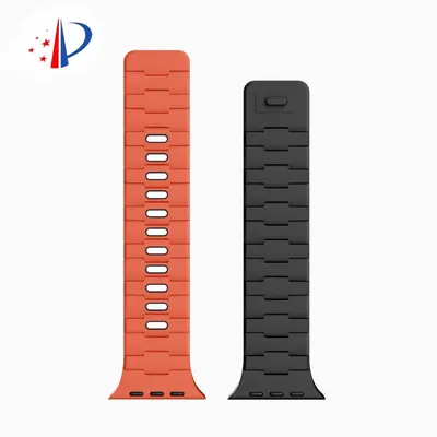 Hermes-Pattern Silicone Magnetic Strap for Apple Watch 4-9 and S10 - 9