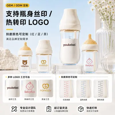 Babyflasche aus Borosilikatglas, 0–6 Monate, blähungsvermindernd