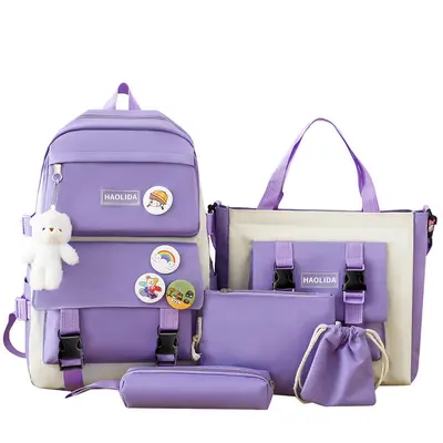 Öğrenci sırt çantası, dört parçalı set, Harajuku tarzı - 10