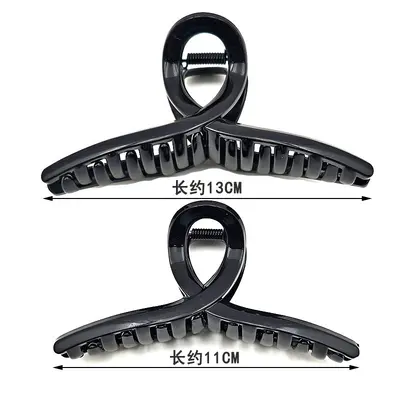 Black Large PC Claw Clip Shark Clip Back of Head Crossover Hair Clip DIY Material Handmade Simple Versatile Hair Accessory