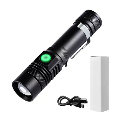 T6 Rechargeable Aluminum Alloy LED Flashlight, Powerful Light, Zoom, Long Range - 8