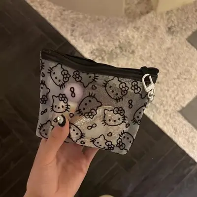 透明网纱kitty收纳包可爱旅行小巧便携外出化妆补妆包实用零钱包