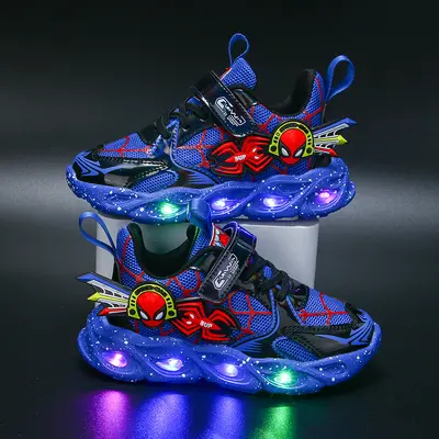 Light-Up Kids' Sneakers, Waterproof Leather Upper, Soft Sole - 9