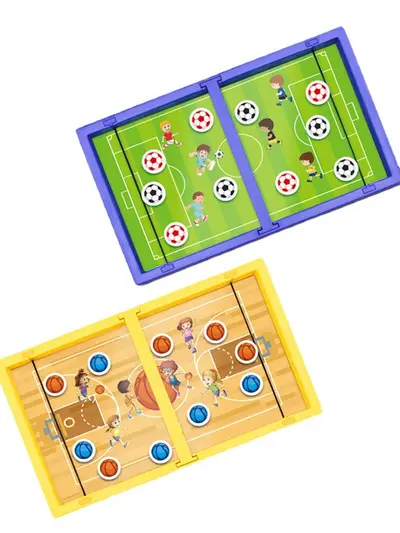 Tischspiel für Kinder mit Schnippen-Fußball und Tisch-Eishockey