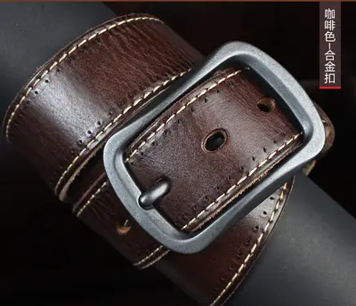 Herren-Vintage-Gürtel aus reinem Rindsleder, einlagig, schlicht, lässig, Nadelverschluss, echtes Ledergürtel, Jeansgürtel für Jugendliche und Studenten - 11