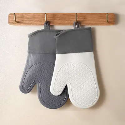 Mikrowellen-Handschuhe gegen Verbrühung, wärmeisoliert und hitzebeständige Geräte, hochtemperaturbeständige Spezialhandschuhe für Küchenkochofen, Silikon rutschfest - 2
