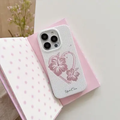 iPhone 18 Pro Max / 17 / 16 Pro Pünktchen-Blumenmuster doppellagig