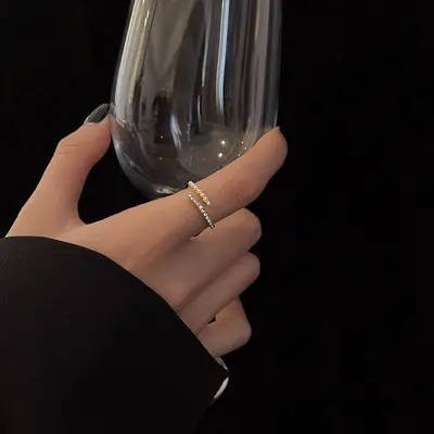 Pearl ring women adjustable open design