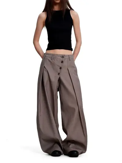 Men's and Women's Summer Drape Retro Button Casual Trousers