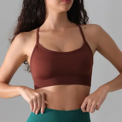 Women's Cross-Back Yoga Tank Top with Bra - 10