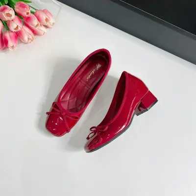7 cm Chunky Heel French Bow Women's Shoes, 2025 Summer Style
