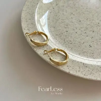 Kaffee-Gold-Ohrringe, mattiert, Insta-Stil, Nischencollier - 12