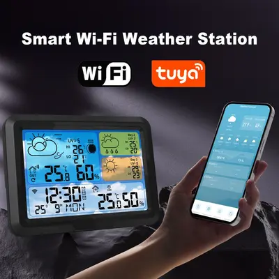 Tuya WLAN-Wetterstation mit Innen- und Außen-Thermo-Hygrometer